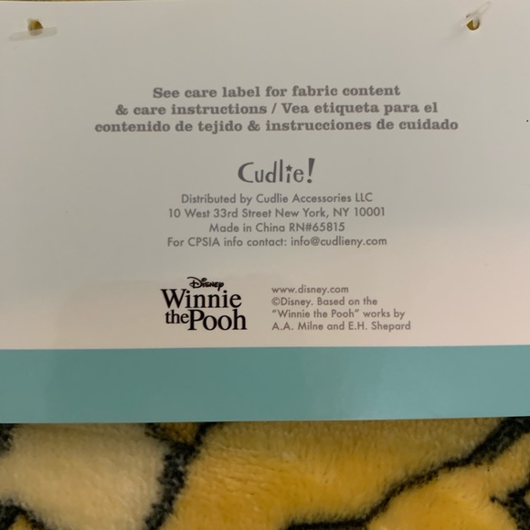 SOLD Disney Winnie the Pooh Throw Baby Blanket Yellow - Picture 3 of 4
